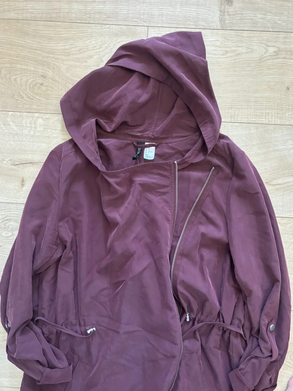 H&M Lightweight Burgundy Maroon Jacket Hooded Anorak Coat Size 12